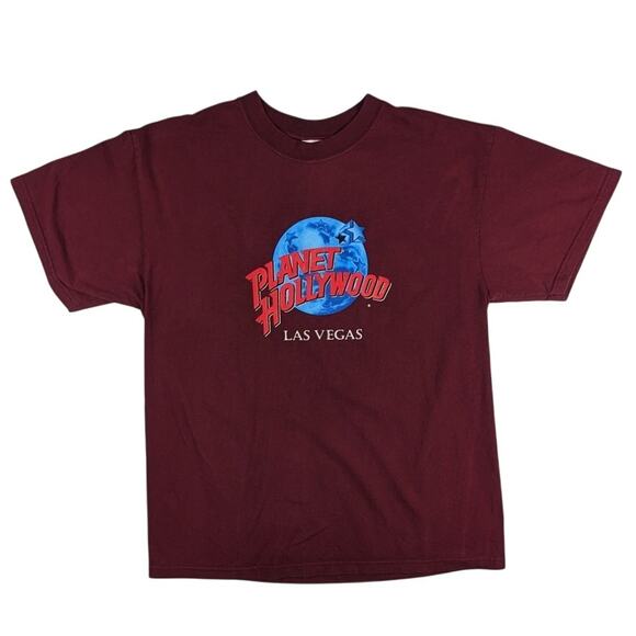 Vintage Planet Hollywood Las Vegas 90s Maroon 1991 Made in USA Red Shirt - Picture 5 of 5